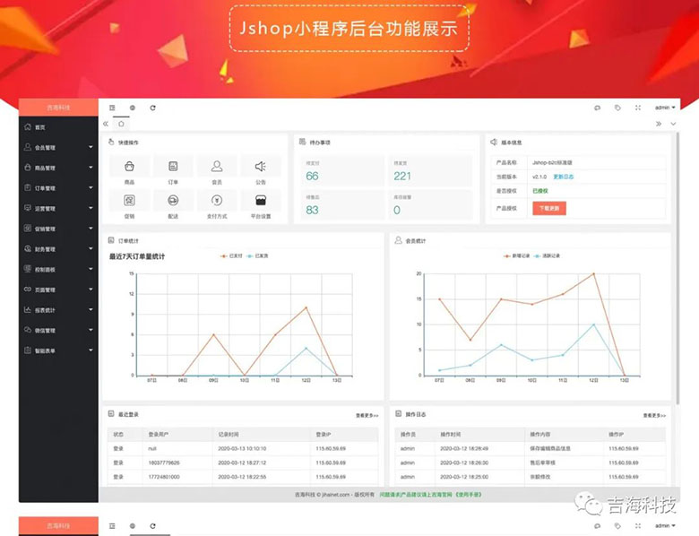 Jshop小程序后台功能展示1